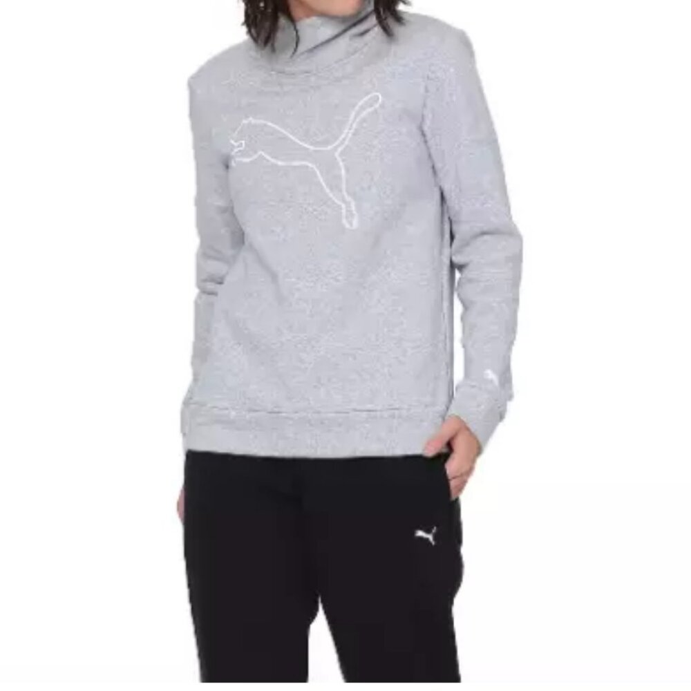 O-10 Puma Gray Cowl Mock Neck Pull Over Sweatshirt Size Small